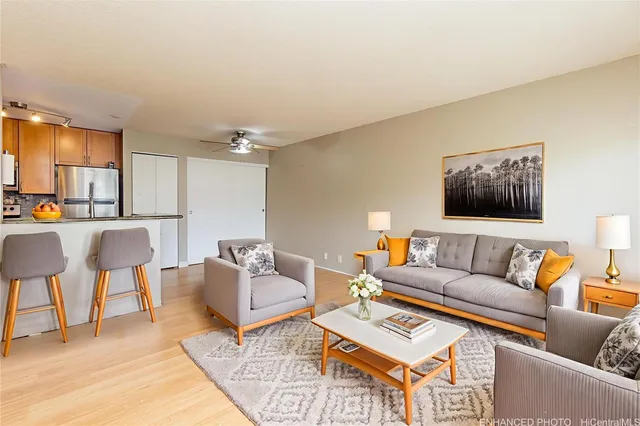 a living room with furniture and a couch