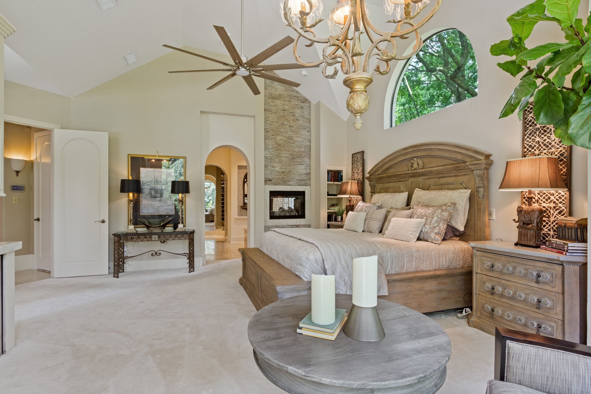 17511 Seidel Road Tomball, TX 77377 - Photo 26 of 49 a living room with fireplace furniture and a potted plant