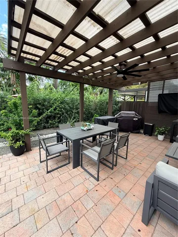 a building outdoor space with a sitting space