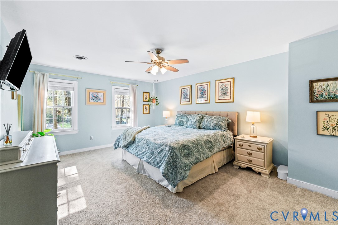 1013 Castle Hollow Road Midlothian, VA 23114 - Photo 22 of 45 Bedroom with ceiling fan and light carpet