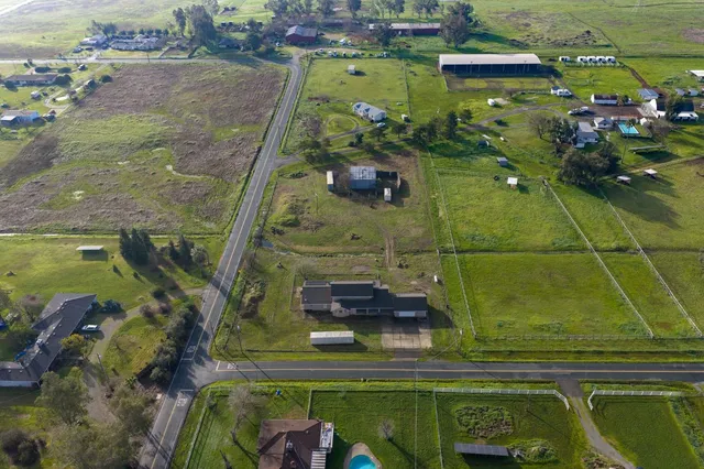 an aerial view of a residential houses