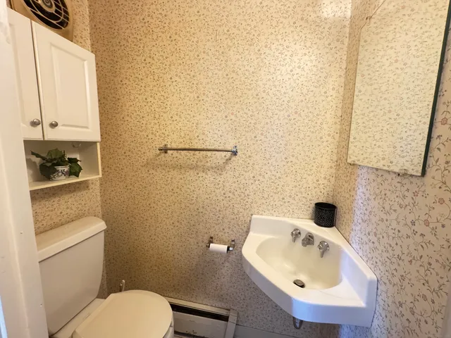 a bathroom with a sink a toilet and vanity