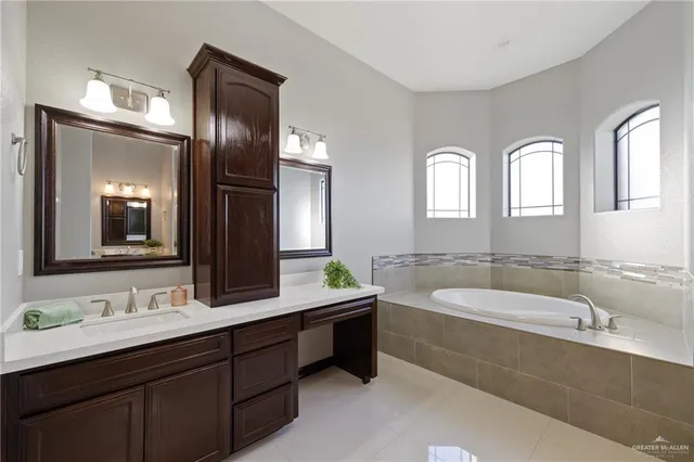 a bathroom with a mirror