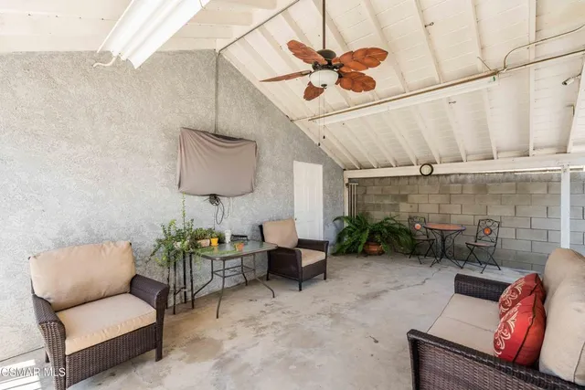 a living room with furniture