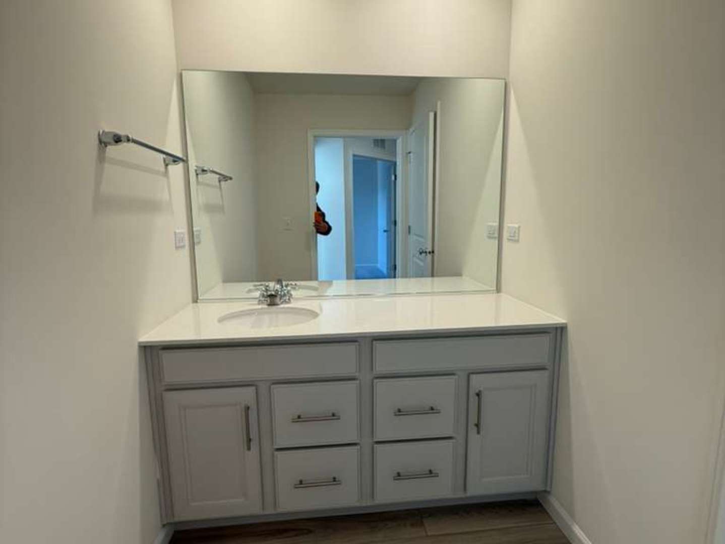 672 Switchgrass Way, Unit 58005 Bolingbrook, IL 60490 - Photo 13 of 19 a bathroom with a granite countertop sink double and mirror