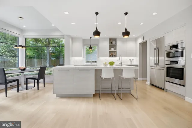 a view of a chandelier in a room