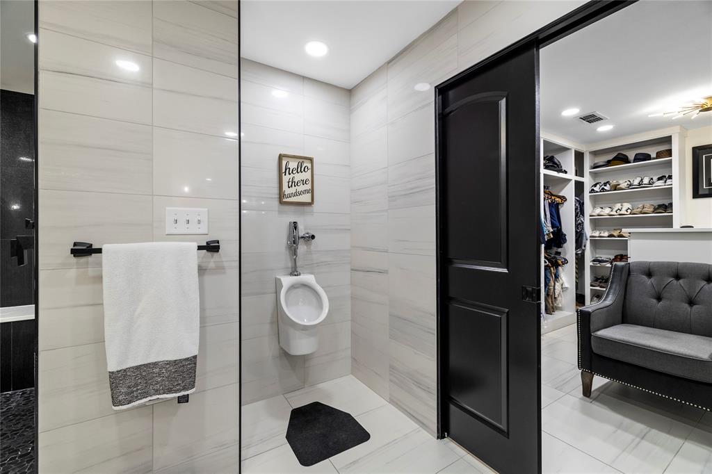 1300 Montclair Street Longview, TX 75601 - Photo 17 of 39 Full bath featuring a spacious closet, a walk in shower, tile patterned floors, and recessed lighting
