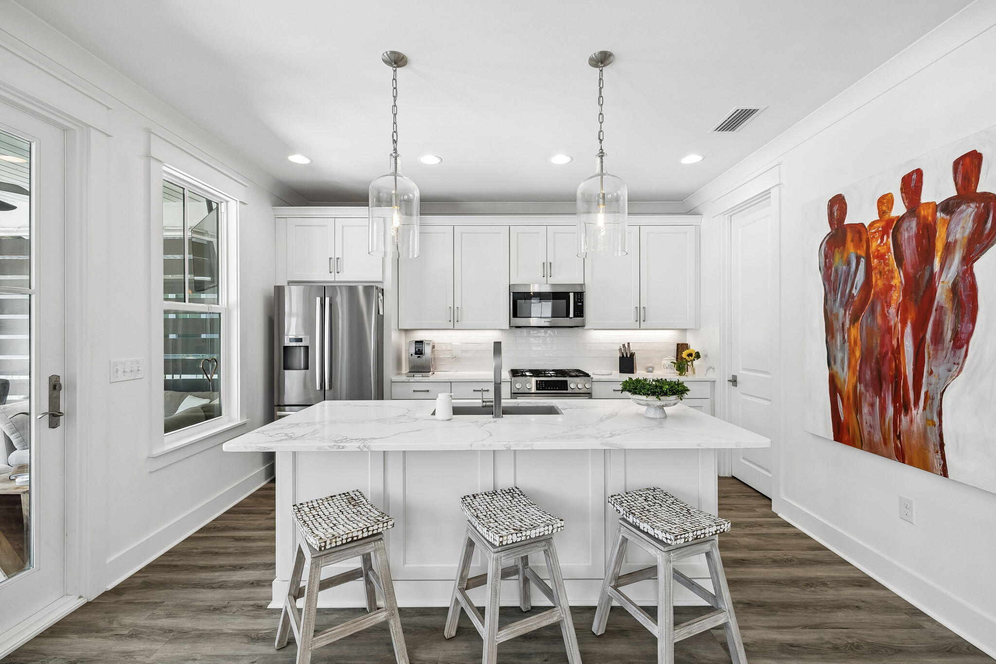 115 Log Landing St Inlet Beach Inlet Beach, FL 32461 - Photo 17 of 69 a large kitchen with granite countertop a table and chairs in it
