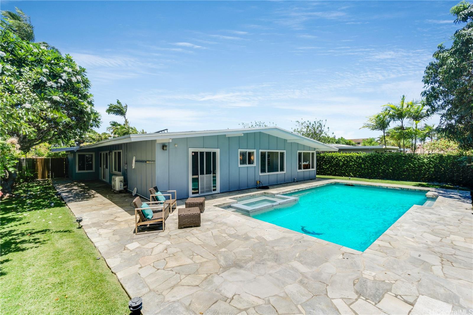 a view of a house with sitting area
