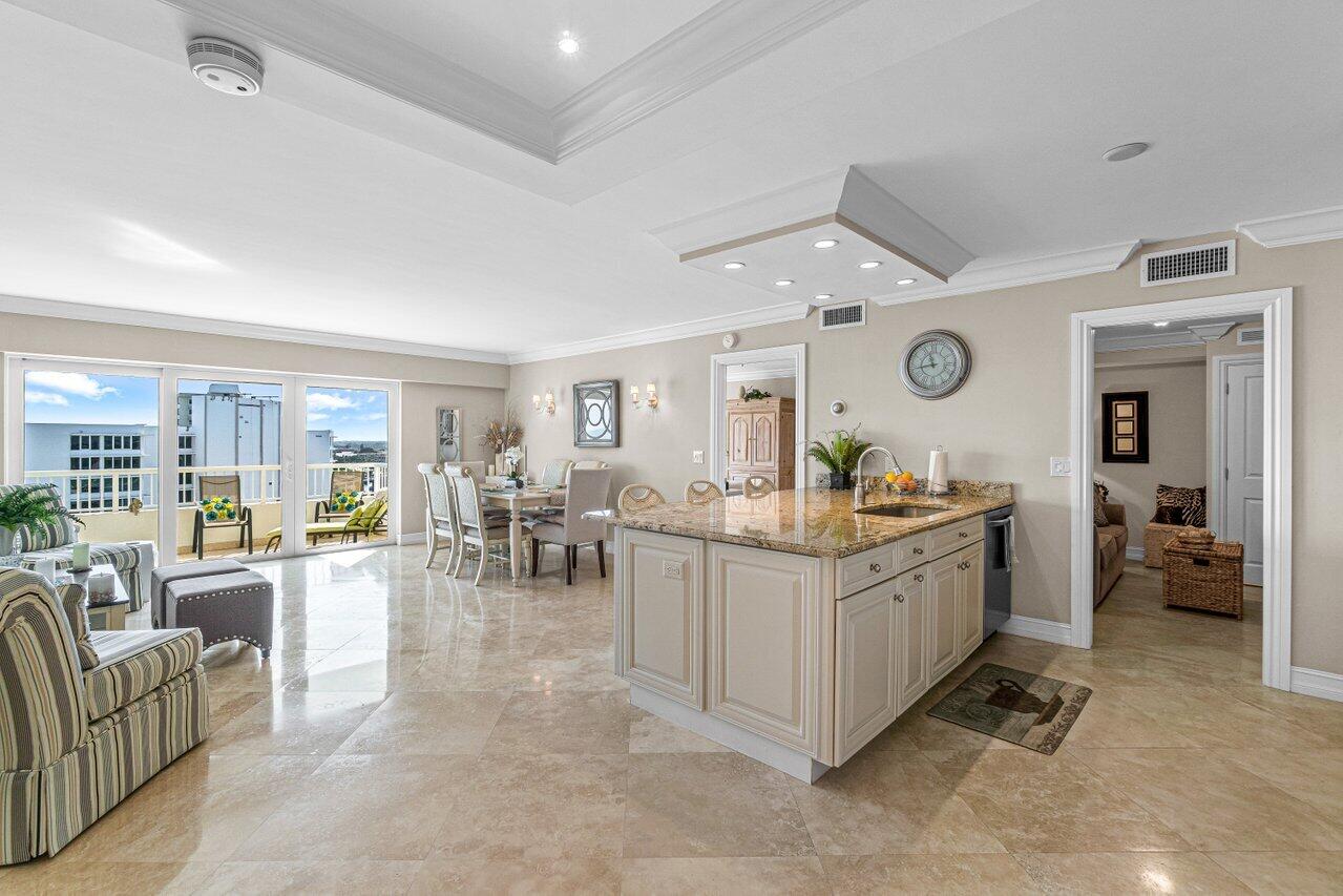 600 South Ocean Boulevard, Unit 1402 Boca Raton, FL 33432 - Photo 6 of 35 Large Kitchen Island with seating for 4
