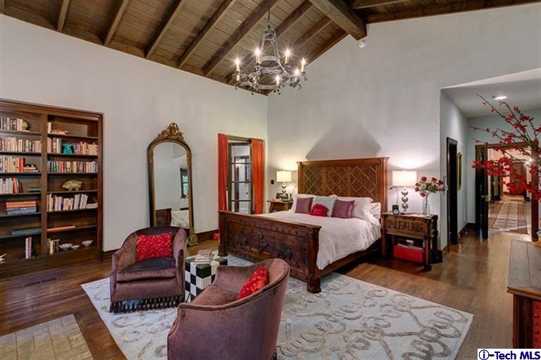 348 Blythe Road La Canada Flintridge, CA 91011 - Photo 18 of 51 a bed room with bed and a chandelier