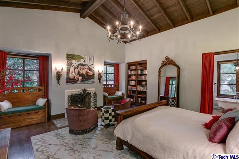 348 Blythe Road La Canada Flintridge, CA 91011 - Photo 19 of 51 a bed room with furniture and a chandelier