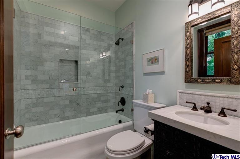 348 Blythe Road La Canada Flintridge, CA 91011 - Photo 27 of 51 a bathroom with a sink a toilet and shower