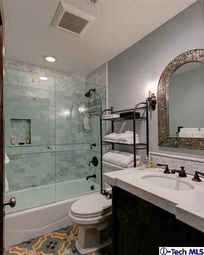 348 Blythe Road La Canada Flintridge, CA 91011 - Photo 38 of 51 a bathroom with a sink a toilet and shower