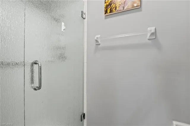 a close view of a bathroom shower