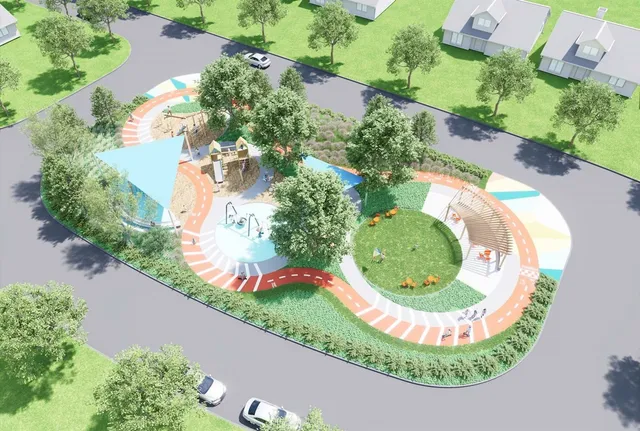 an aerial view of a house with a yard and outdoor seating