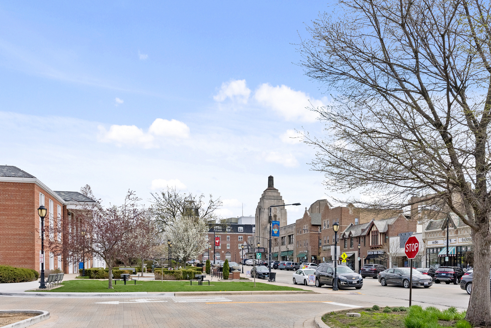 303 South NW Highway, Unit 2 Park Ridge, IL 60068 - Photo 26 of 30 a view of a city street lined with buildings and trees