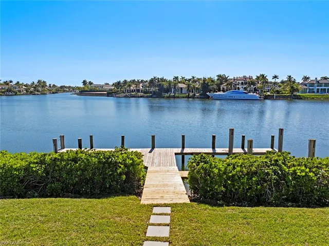 a view of a lake with and outdoor space
