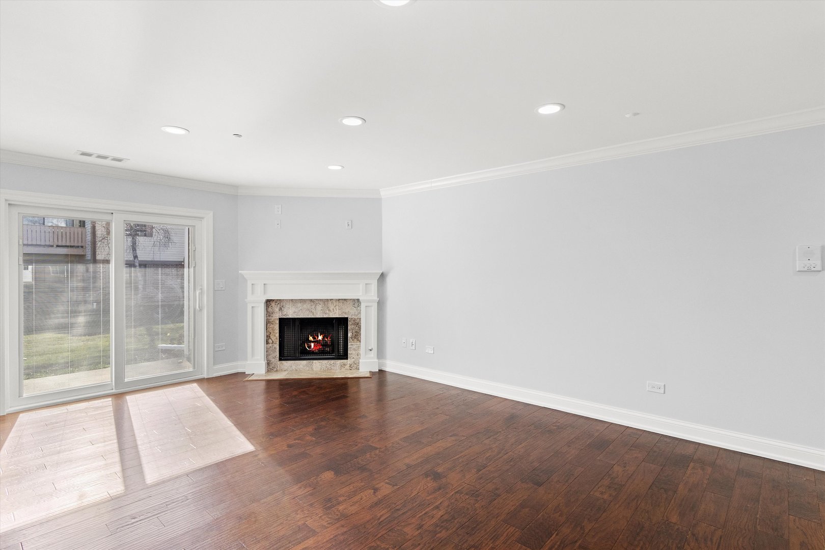 1615 West Hawkes Street, Unit 5 Arlington Heights, IL 60004 - Photo 7 of 17 an empty room with windows and fireplace