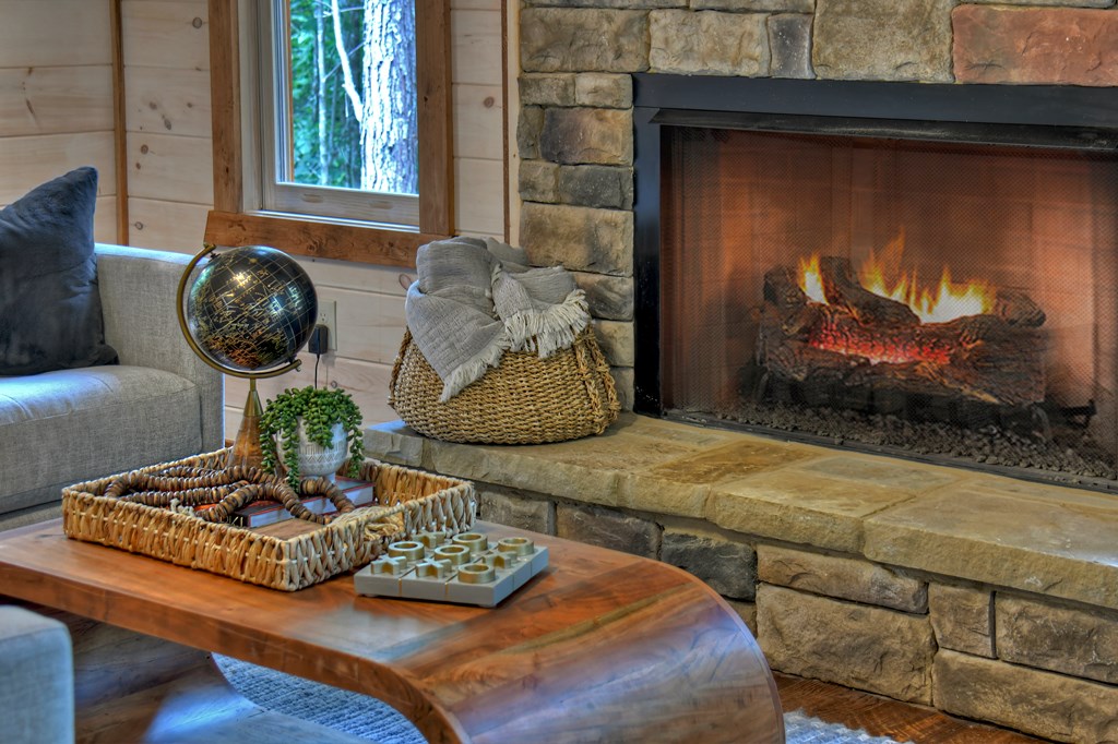 135 Windy Valley Lane Blue Ridge, GA 30513 - Photo 17 of 63 a room with furniture and a fireplace