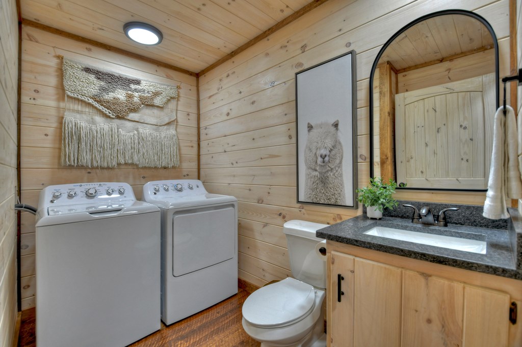 135 Windy Valley Lane Blue Ridge, GA 30513 - Photo 26 of 63 a bathroom with a sink a toilet and mirror