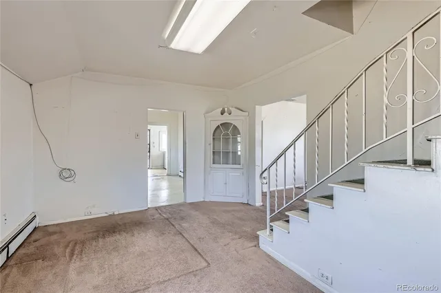 a view of a room with a window