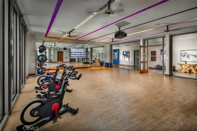 a view of a room with gym equipment
