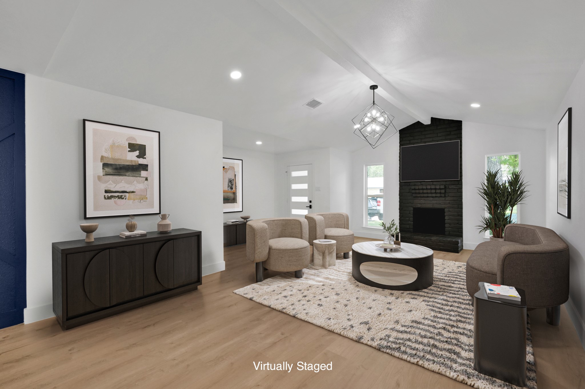 5015 Monteith Drive Spring, TX 77373 - Photo 11 of 44 a living room with furniture a fireplace and a table