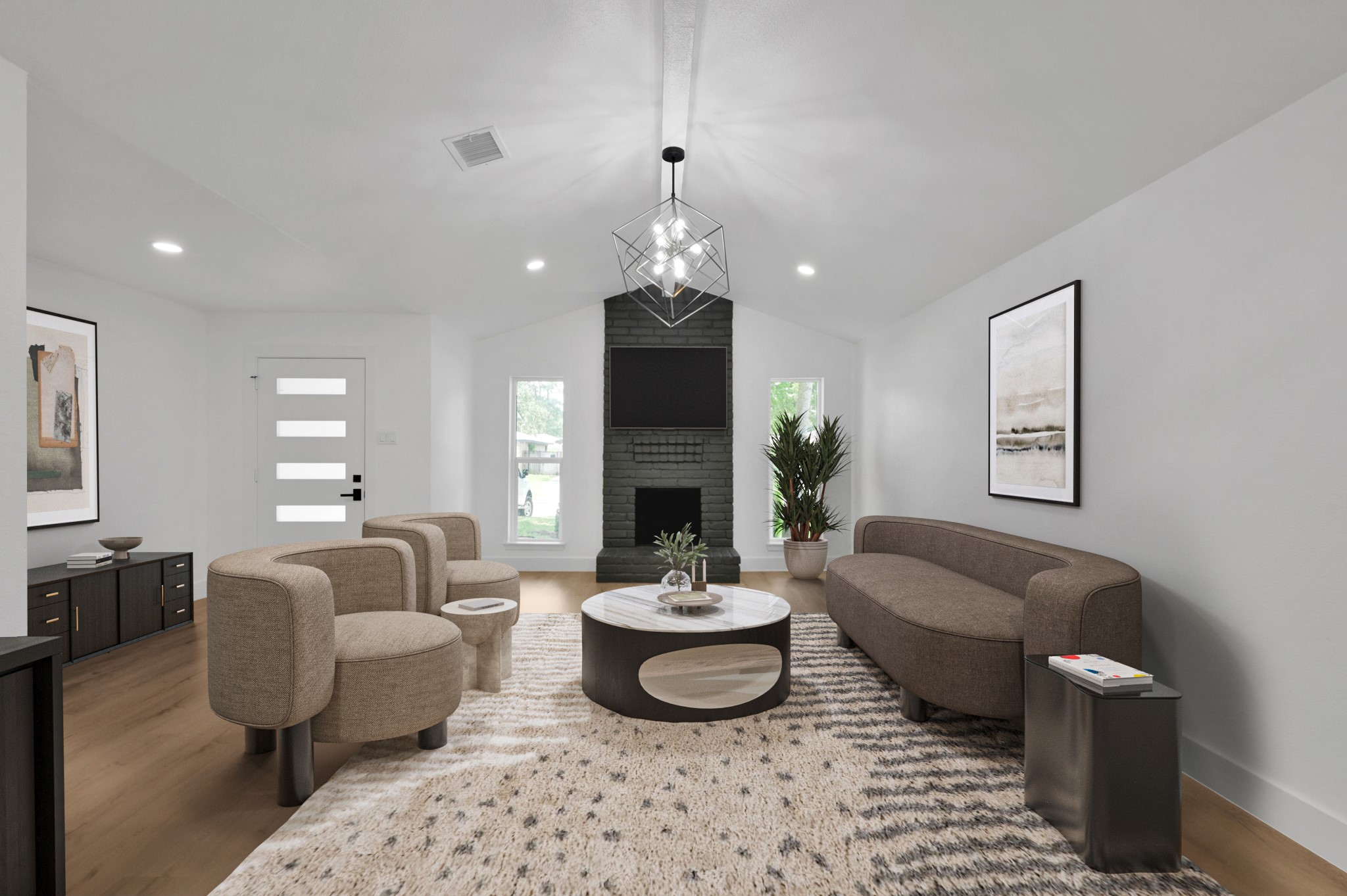 5015 Monteith Drive Spring, TX 77373 - Photo 9 of 44 a living room with furniture and a fireplace