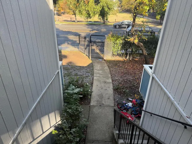 a close view of stair and an entrance