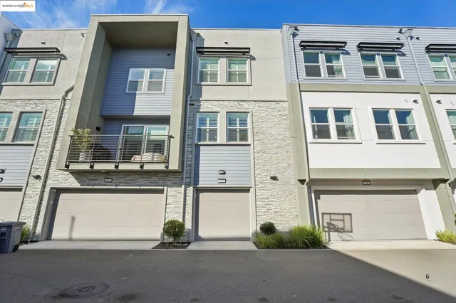 an aerial view of a building with outdoor space