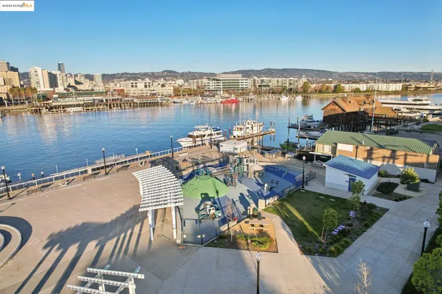 a street with a building and a palm tree in front of it