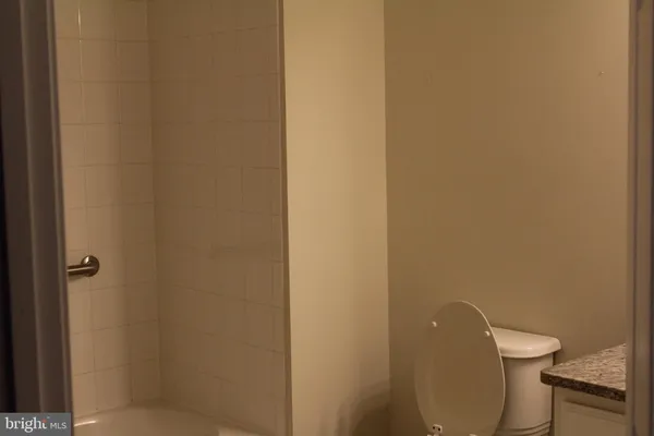 a white toilet sitting next to a shower