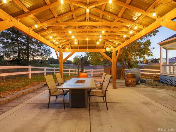 a view of a terrace with sitting area