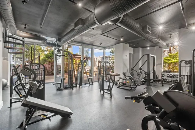 a view of a room with gym equipment