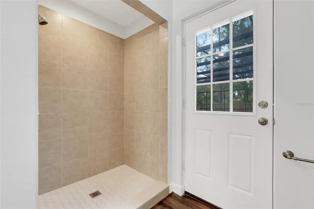 a bathroom with a window