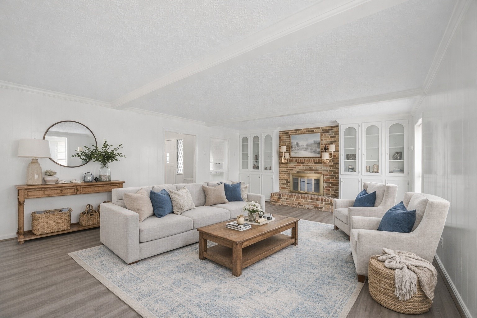 7611 Theisswood Road Spring, TX 77379 - Photo 2 of 41 a living room with furniture and a fireplace