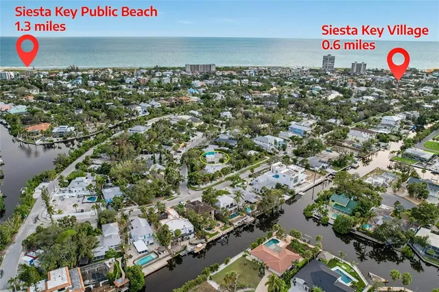 an aerial view of a and blue kitchen space
