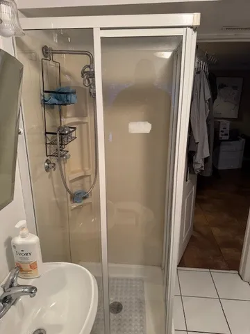 a bathroom with a shower