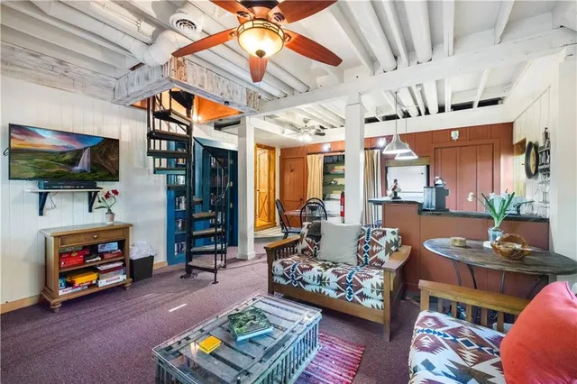 a view of balcony with a potted plant
