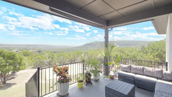 a view of a city from a balcony