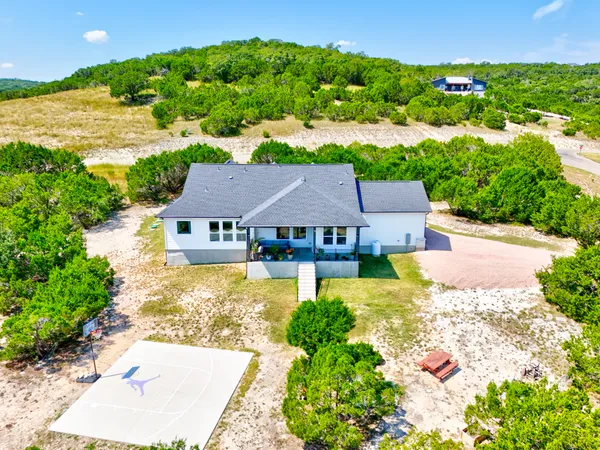 an aerial view of a house