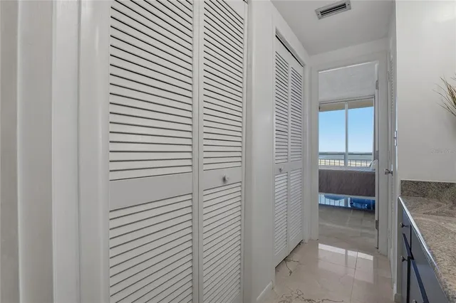 a balcony with a couch