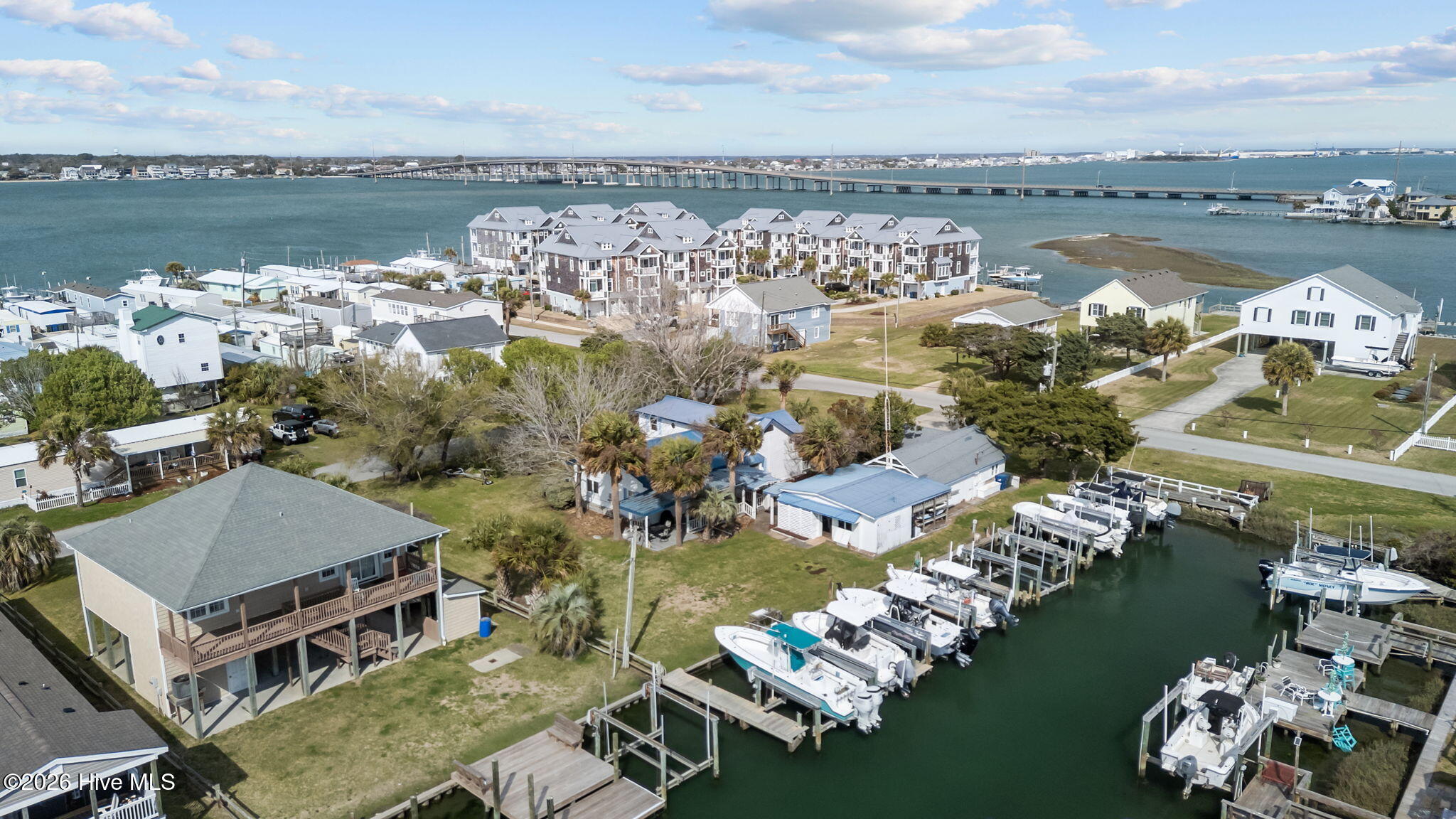 319 Old Causeway Road Atlantic Beach, NC 28512 - Photo 4 of 45 Aerial of house and boatslips