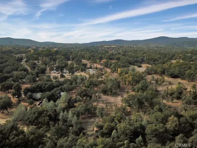 an aerial view of houses covered in trees