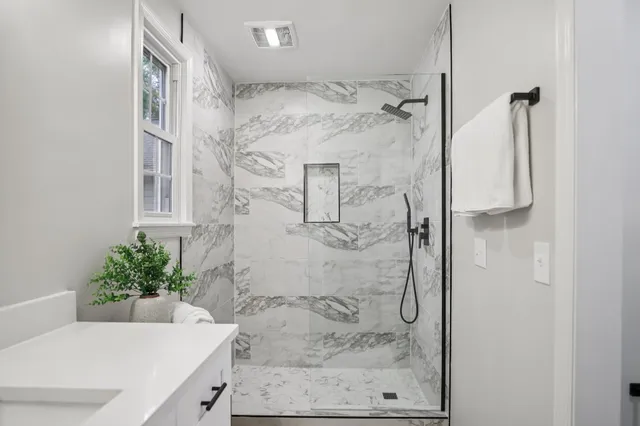 a bathroom with a shower