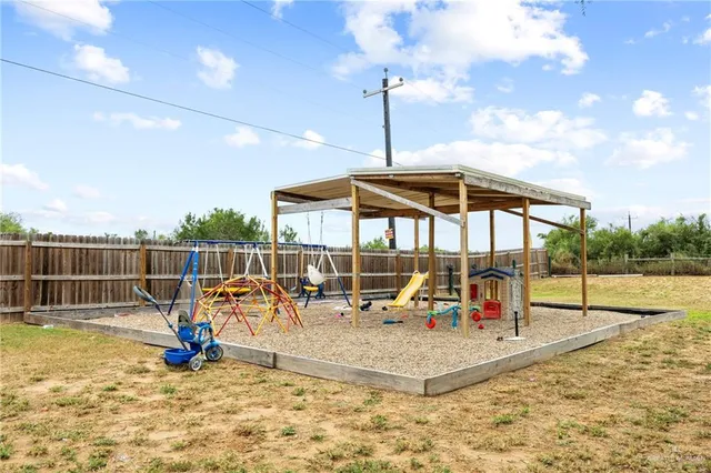 a view of a park with slide