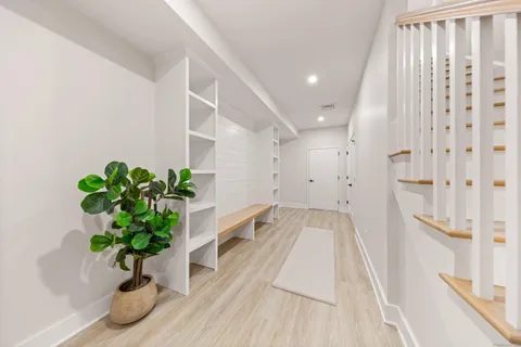 a large room with a bed and a couch
