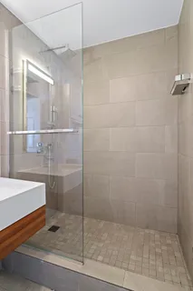 a bathroom with a shower