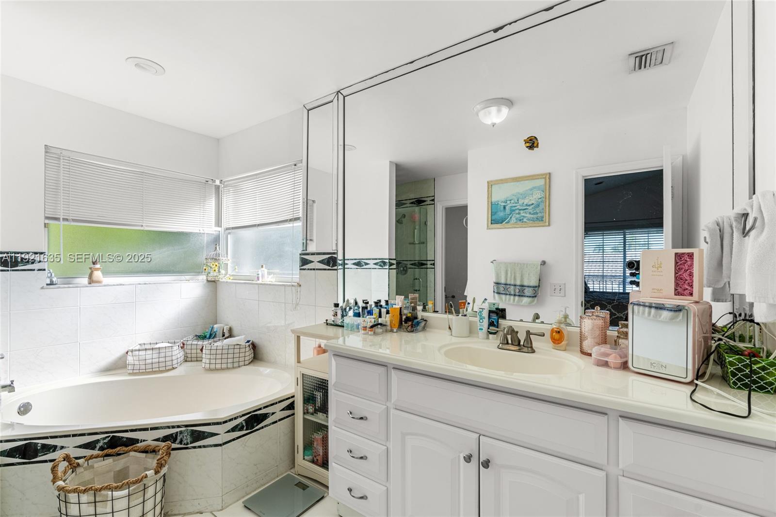 4687 Southwest 153rd Court Miami, FL 33185 - Photo 24 of 40 a bathroom with a sink double vanity and a mirror